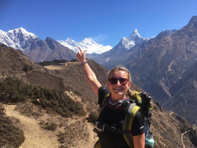 Rachel Waller Everest climb 2 First view of Everest at Khumjung .jpg.gallery